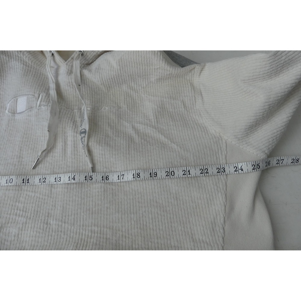 Champion Reverse Weave Corduroy Cropped Hoodie Cream XL - Picture 8 of 9